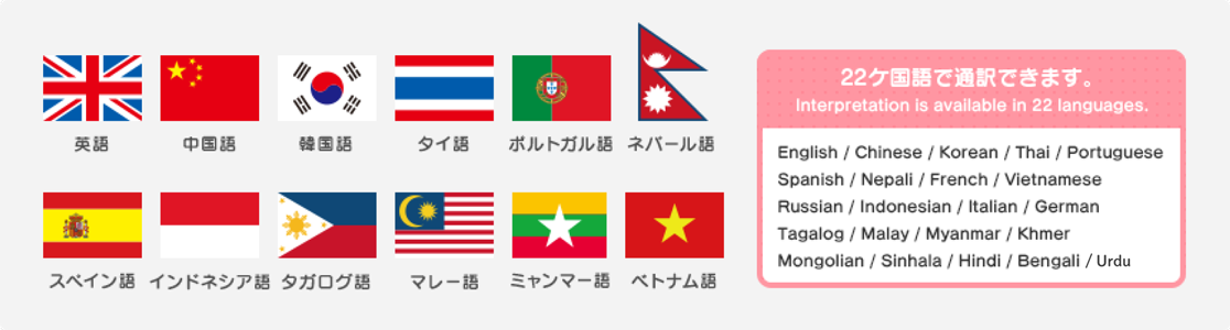22ヶ国国語外国語対応